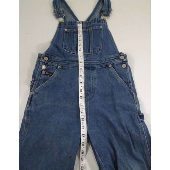 Vintage ROUTE 66 carpenter blue jean denim overalls Kids size 6, inseam 17" - Picture 6 of 7